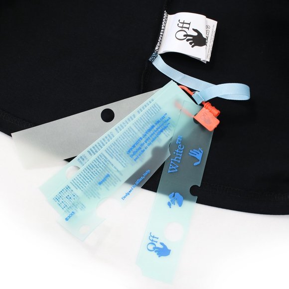 OFF WHIT Center Gold Small Warning Line Behind Large Warning Line Short Sleeve T - Picture 2 of 6